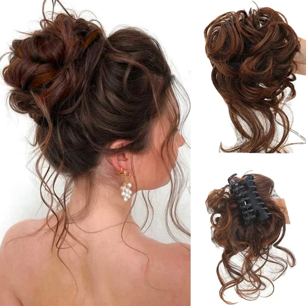 Voluminous Curly Messy Bun Clip-In Hair Piece for Effortless Updos