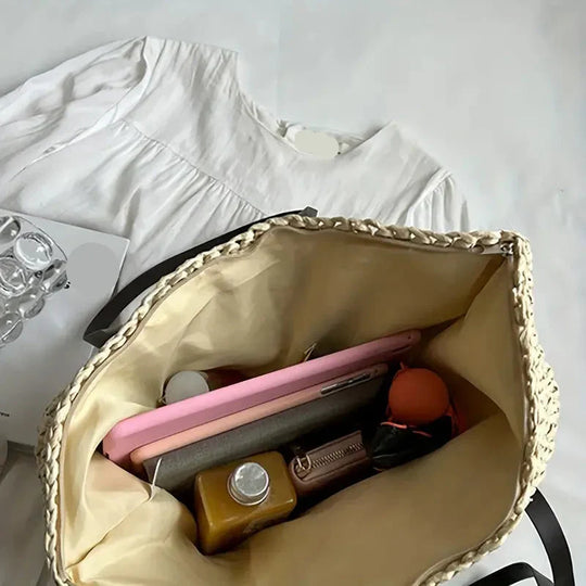 Oversized Woven Straw Tote Bag for Beach and Summer Days