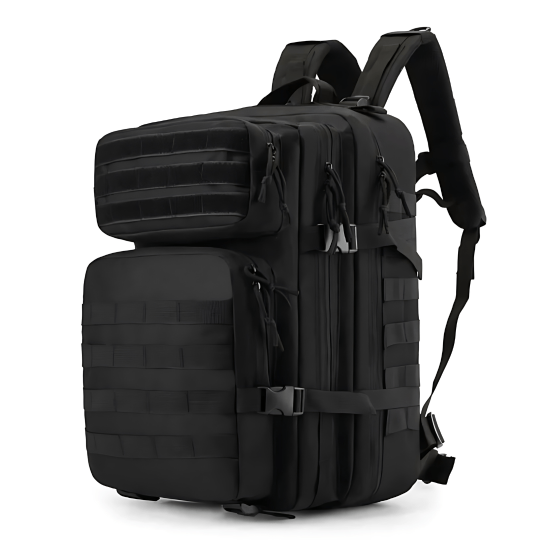 Black tactical 45L camping backpack