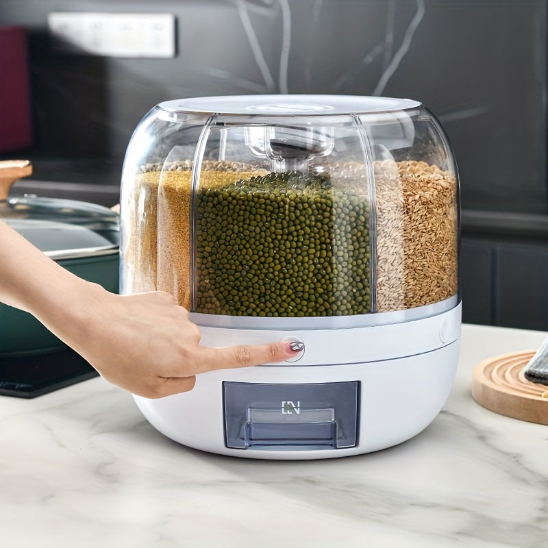 White grain dispenser in use