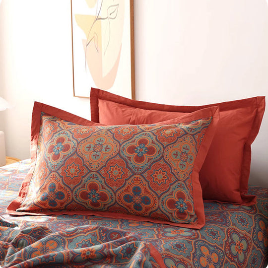 Reversible Floral Cotton Quilt and Pillowcase Set for Bedroom