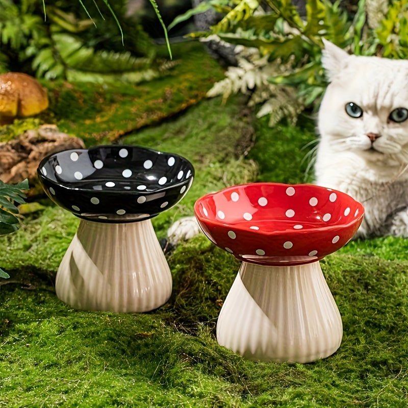 Decorative Resin Mushroom Pedestal Bowl for Cats and Small Pets