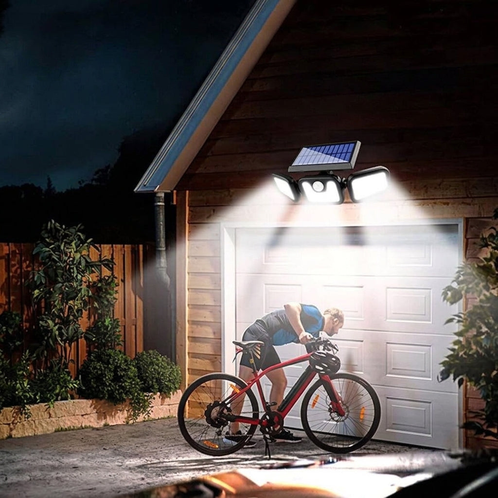 Solar security light at night