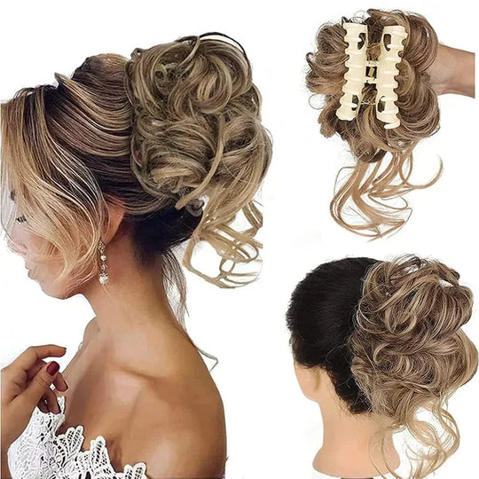 Voluminous Curly Messy Bun Clip-In Hair Piece for Effortless Updos