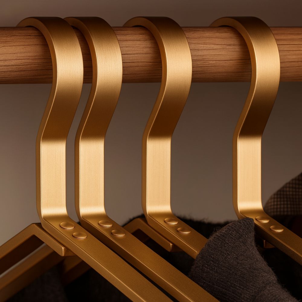 Gold alloy hanger hook detail