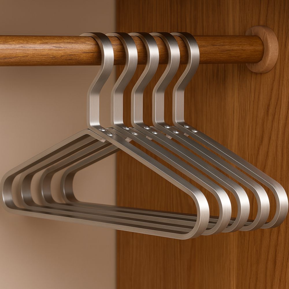 Gold alloy hangers stacked detail