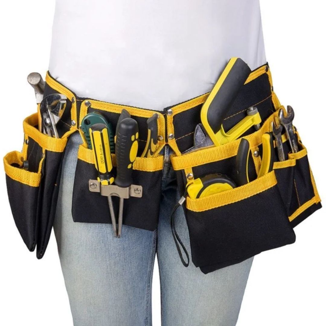 Heavy Duty Canvas Tool Belt with Multiple Pockets for Electricians and Carpenters