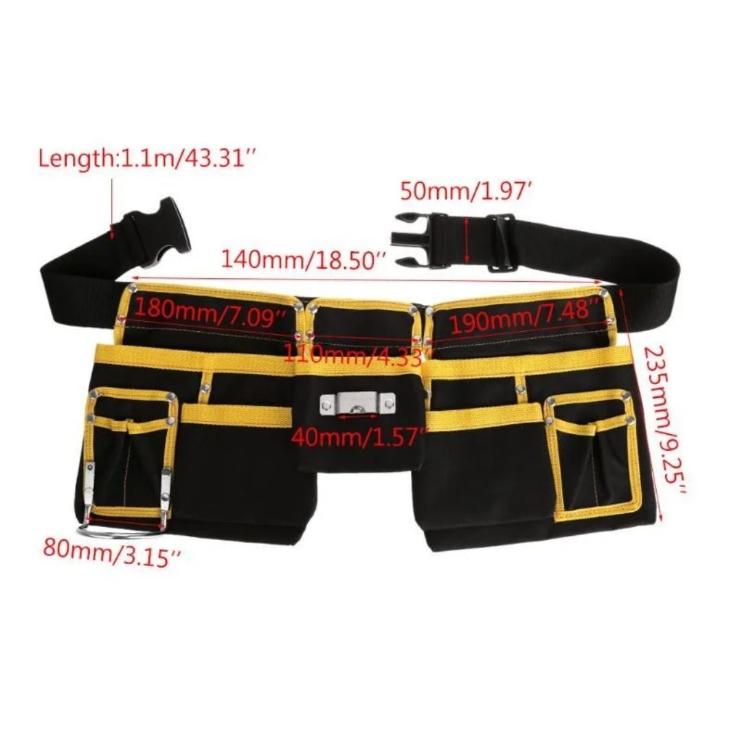 Heavy Duty Canvas Tool Belt with Multiple Pockets for Electricians and Carpenters