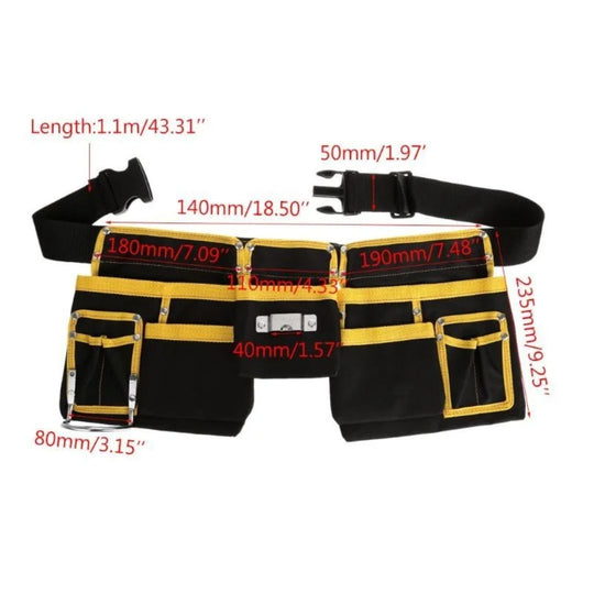 Heavy Duty Canvas Tool Belt with Multiple Pockets for Electricians and Carpenters