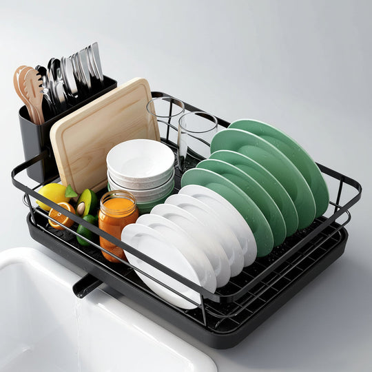 Sleek Stainless Steel Dish Drying Rack for Tidy Kitchen Counters