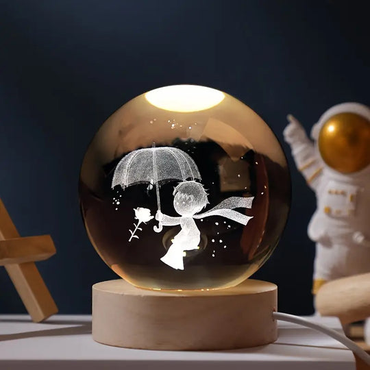 Solar System Crystal Ball Night Light for Bedside Ambient Decor