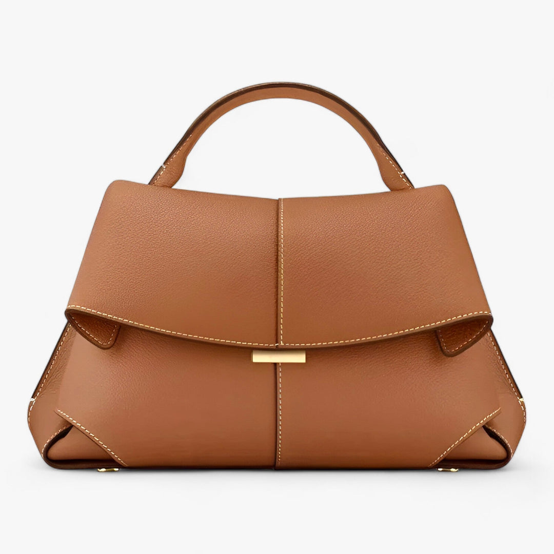 Brown leather top-handle handbag