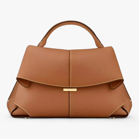 Brown leather top-handle handbag