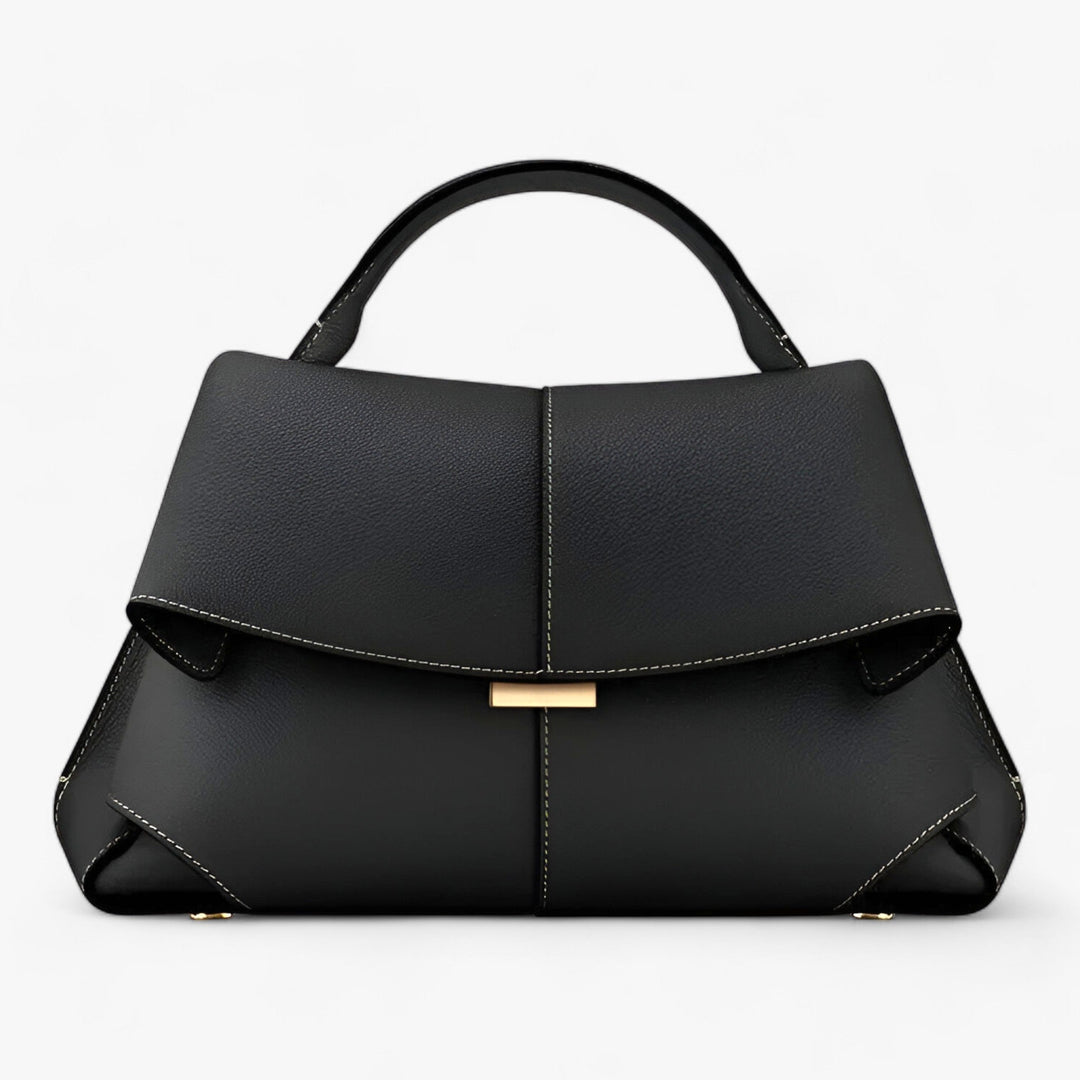 Black leather top-handle handbag