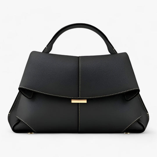 Black leather top-handle handbag