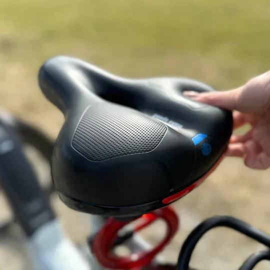 Bike seat cushion mounted on bike