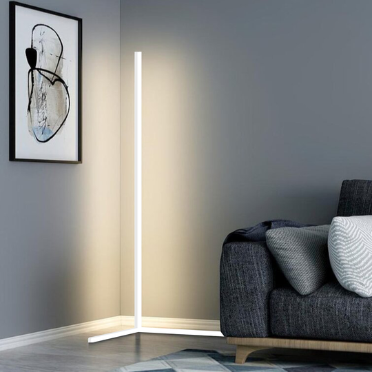 White corner floor lamp in living room