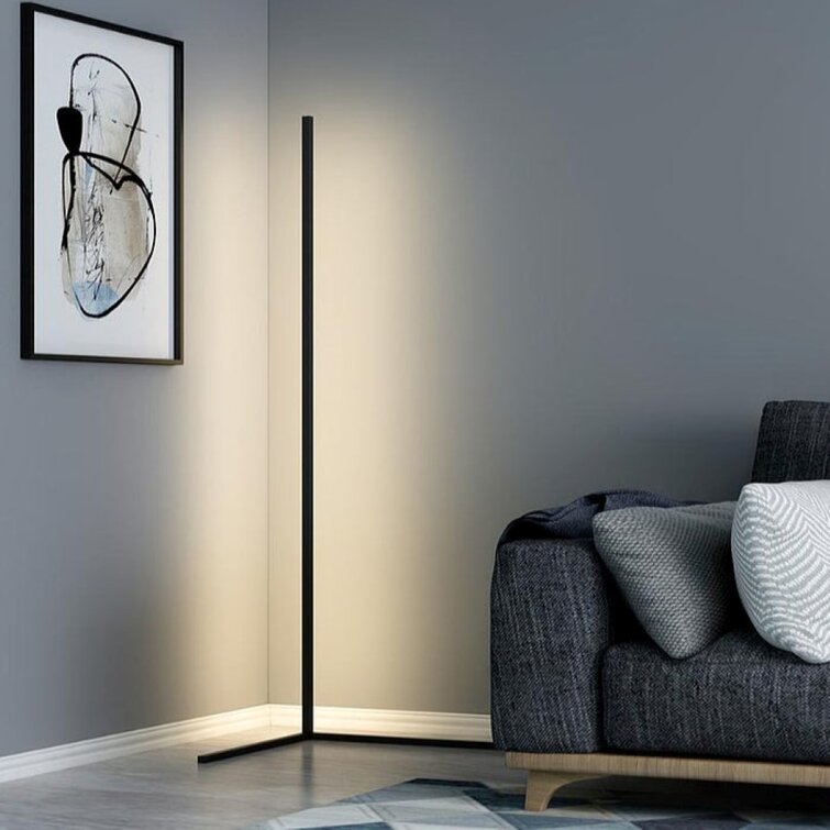 Black corner floor lamp warm white