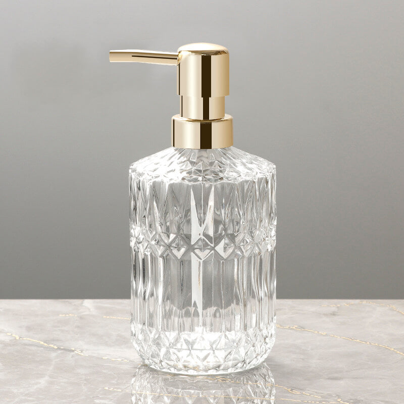 Transparent glass soap dispenser
