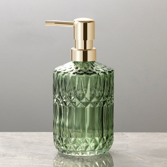 Green glass soap dispenser styled