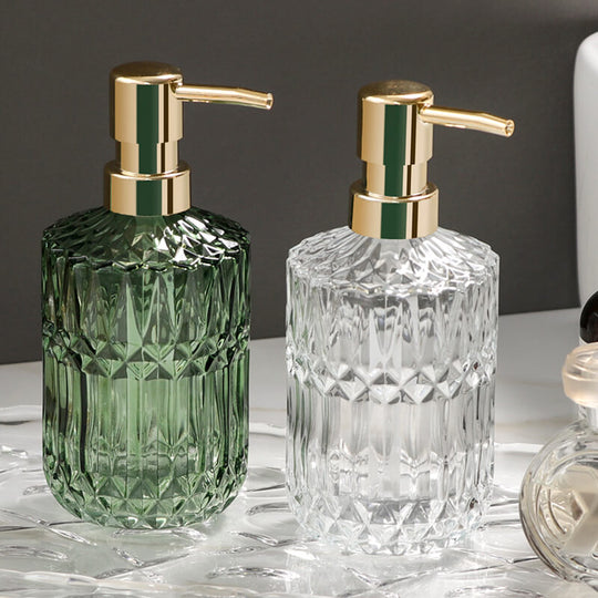 Clear glass soap dispenser