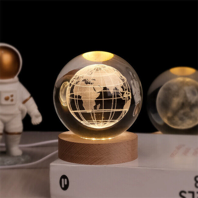 Solar System Crystal Ball Night Light for Bedside Ambient Decor