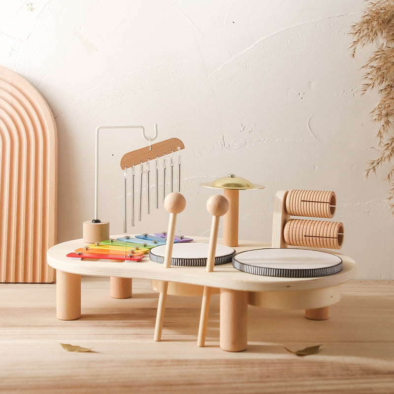 Wooden musical instrument activity table for toddlers