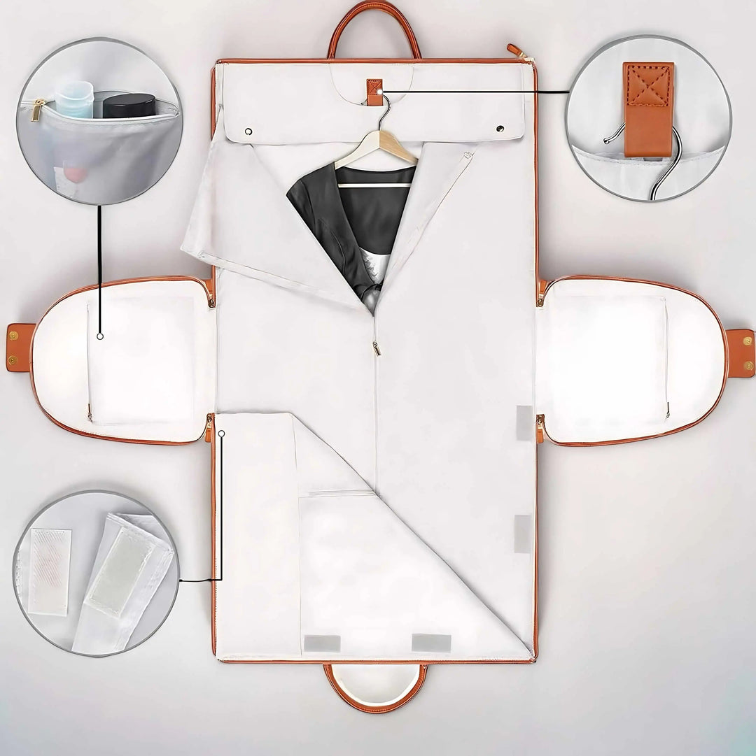 Convertible Leather Travel Duffle and Garment Bag with Shoulder Strap