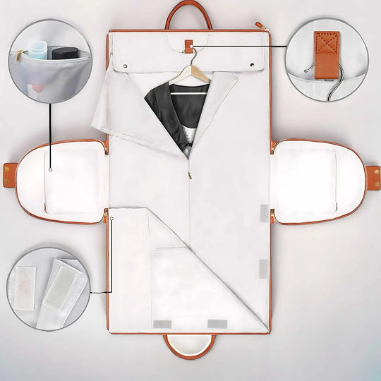 Convertible Leather Travel Duffle and Garment Bag with Shoulder Strap