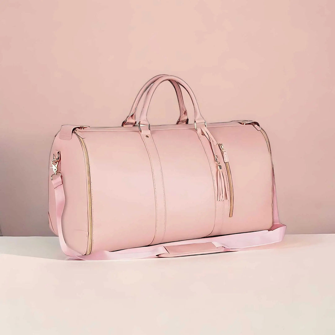 Convertible Leather Travel Duffle and Garment Bag with Shoulder Strap