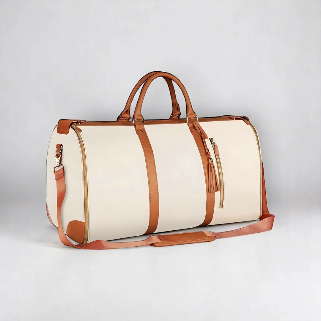 Convertible Leather Travel Duffle and Garment Bag with Shoulder Strap
