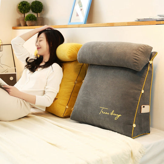 Ergonomic Triangle Back Support Pillow for Reading and Bed Rest
