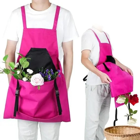 Crossback Oxford Gardening and Harvest Apron with Quick Empty Pocket for Garden and Yard