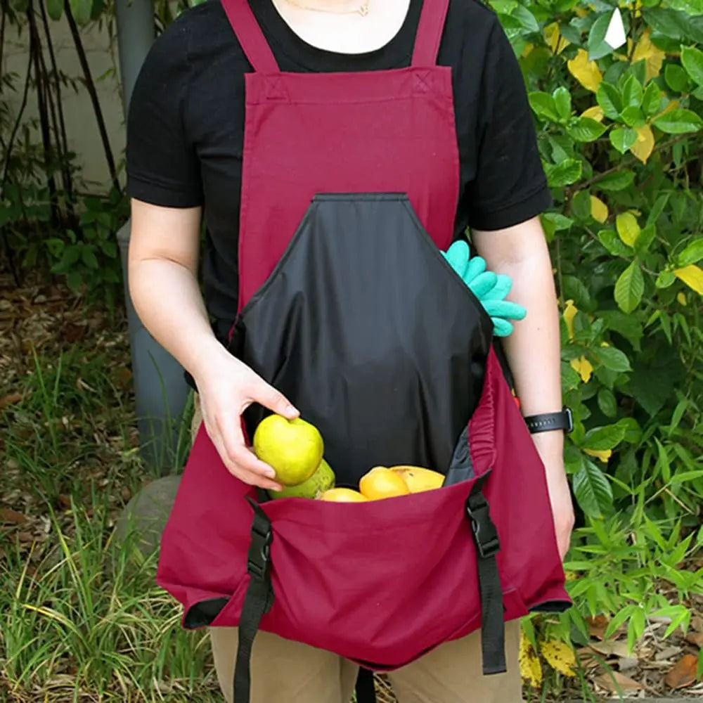 Crossback Oxford Gardening and Harvest Apron with Quick Empty Pocket for Garden and Yard