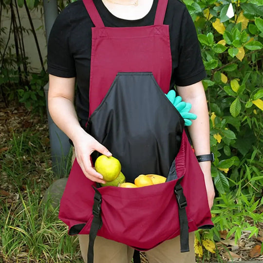 Crossback Oxford Gardening and Harvest Apron with Quick Empty Pocket for Garden and Yard