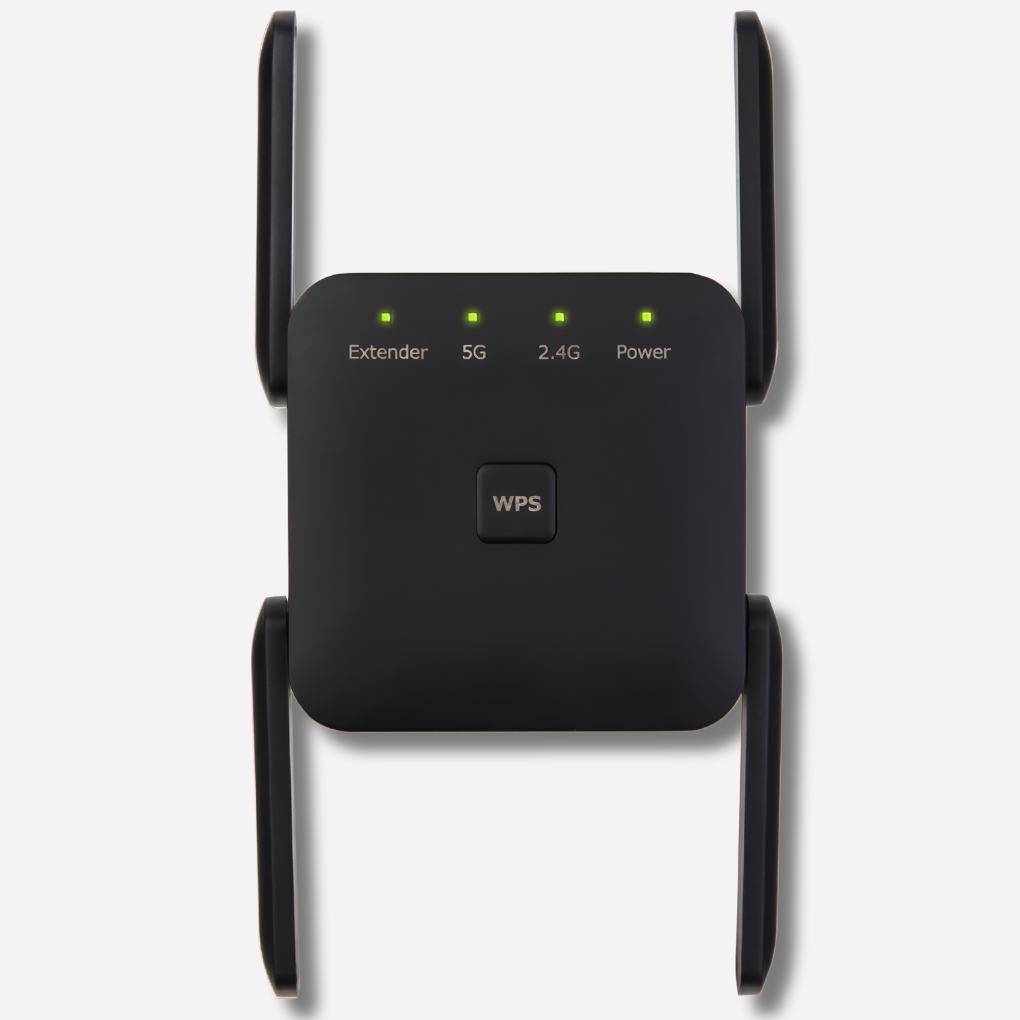 Black dual band WiFi range extender