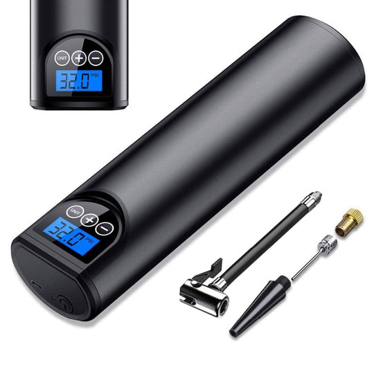 Black portable electric air pump with accessories