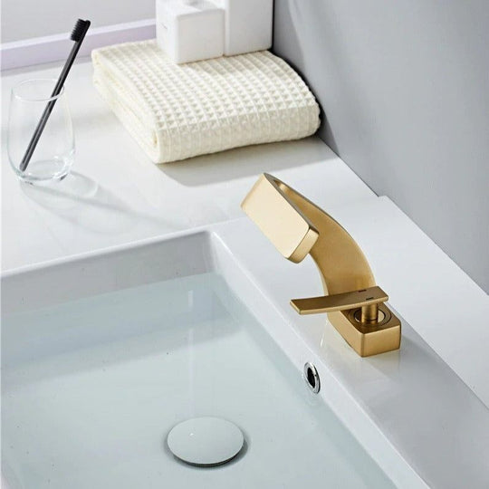 Sleek Curved Waterfall Bathroom Faucet for Modern Vanity Sinks