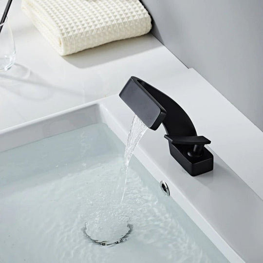 Sleek Curved Waterfall Bathroom Faucet for Modern Vanity Sinks
