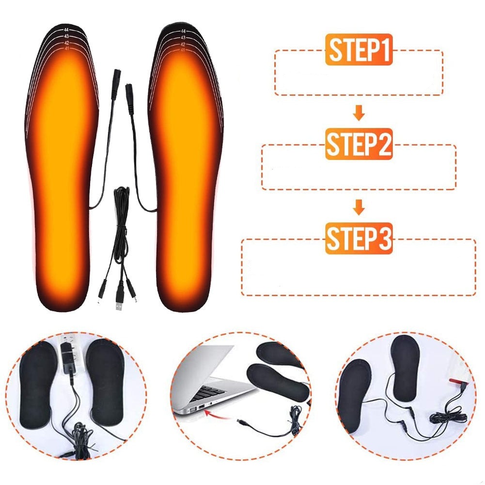 Rechargeable USB Heated Insoles for Winter and Outdoor Warmth
