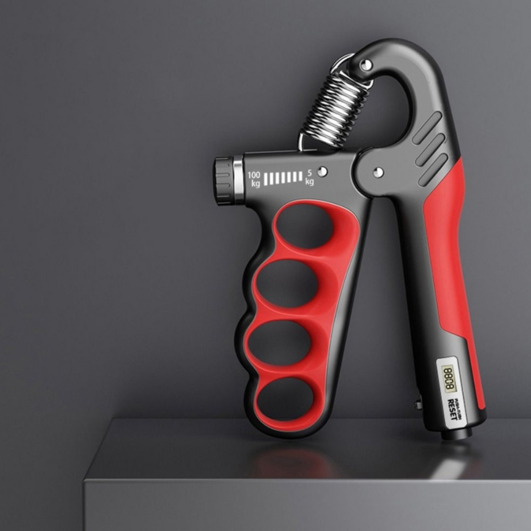 Hand grip strengthener in use