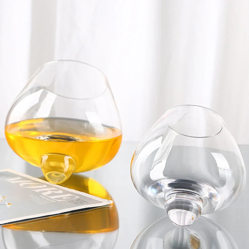 Tilted Crystal Whiskey and Wine Glass Cocktail Drinking Cup