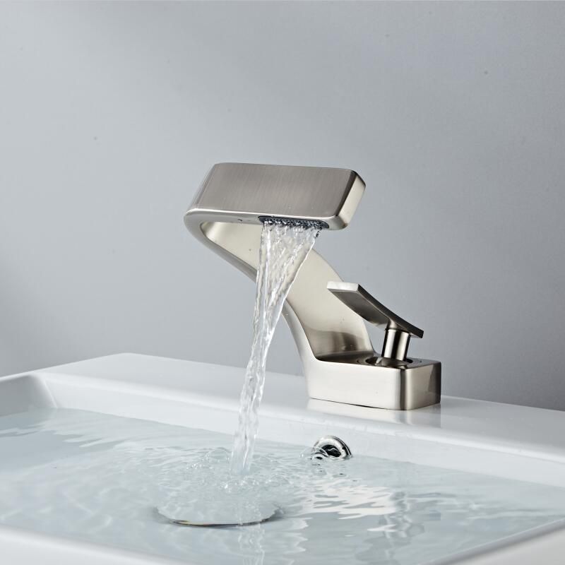 Sleek Curved Waterfall Bathroom Faucet for Modern Vanity Sinks