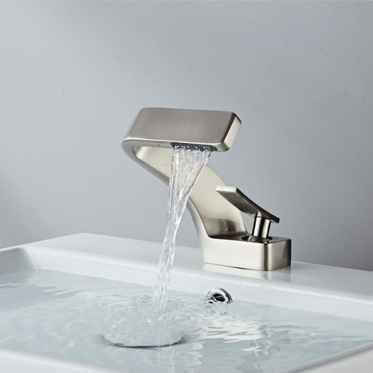 Sleek Curved Waterfall Bathroom Faucet for Modern Vanity Sinks