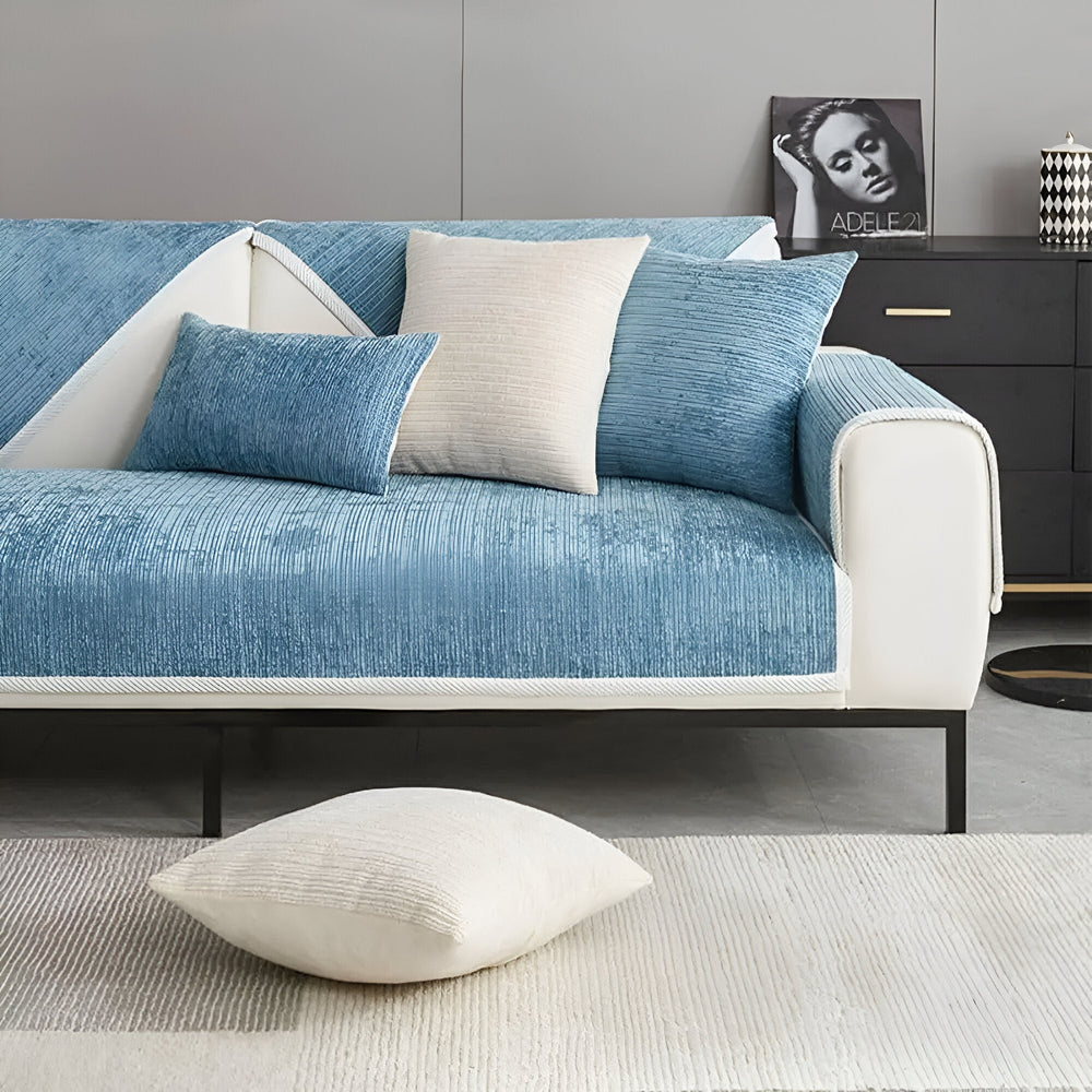 Plush Striped Chenille Sofa Slipcover for Cozy Living Rooms