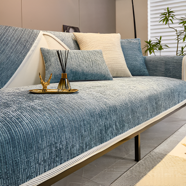 Plush Striped Chenille Sofa Slipcover for Cozy Living Rooms