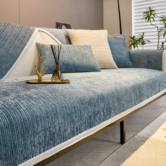 Plush Striped Chenille Sofa Slipcover for Cozy Living Rooms