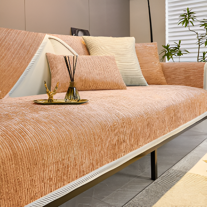 Plush Striped Chenille Sofa Slipcover for Cozy Living Rooms