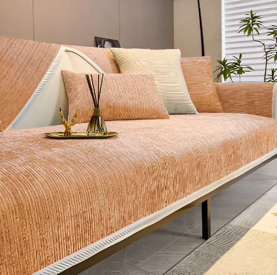 Plush Striped Chenille Sofa Slipcover for Cozy Living Rooms