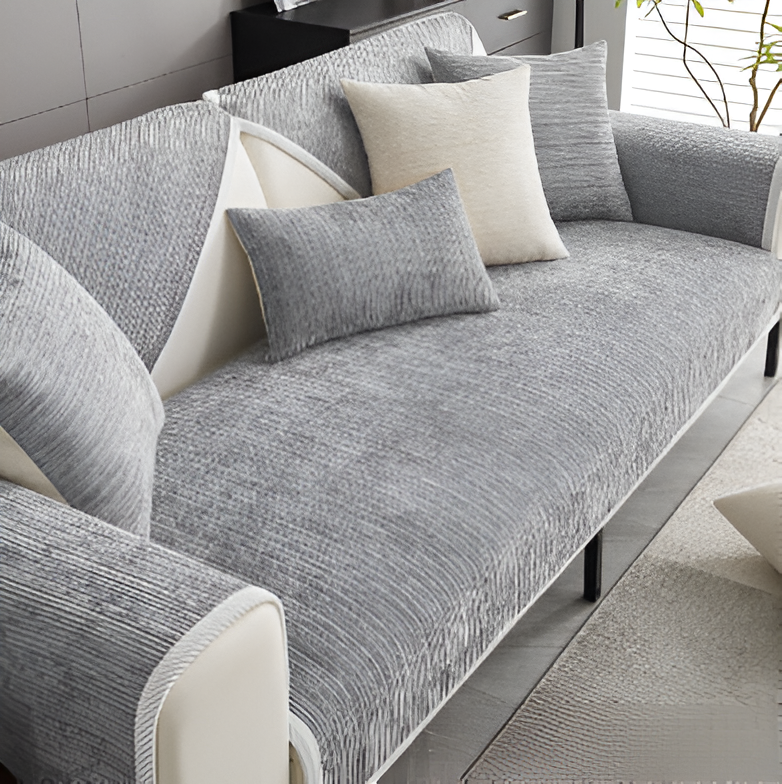 Plush Striped Chenille Sofa Slipcover for Cozy Living Rooms